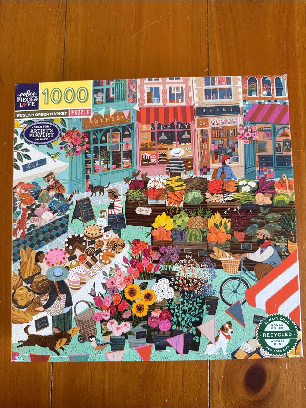Colorful Market 1000-Piece Puzzle — Green, Pink & Blue